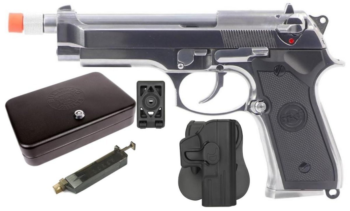 SRC GBB SR92 FULL METAL BLOWBACK AIRSOFT PISTOL CHROME COMBO B | Arsenal  Sports