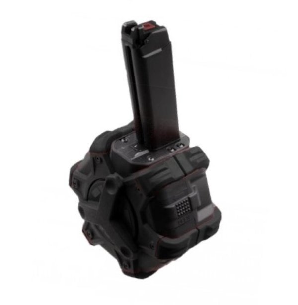 ARMORER WORKS MAGAZINE 350R DRUM GBB WITH BLACK PADS FOR VX SERIES & G SERIES BLACK