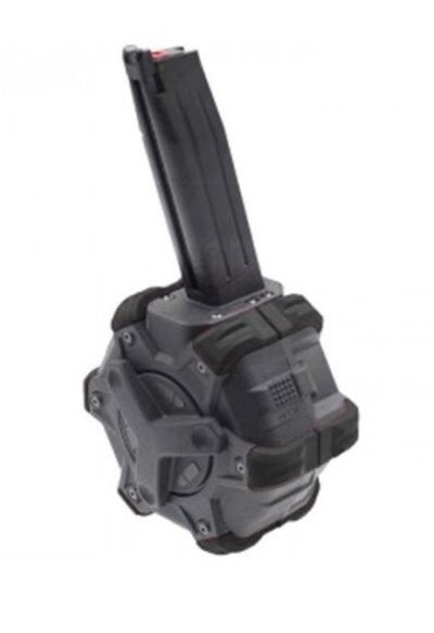 ARMORER WORKS MAGAZINE 350R DRUM GBB WITH BLACK PADS FOR HX SERIES & HI-CAPA SERIES BLACK Arsenal Sports