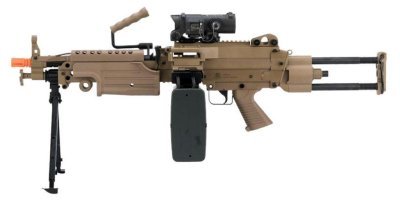 FN HERSTAL A&K CYBERGUN AEG M249 MINIMI PARA MKII SAW MACHINE GUN AIRSOFT RIFLE DESERT Arsenal Sports