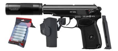 ICS CO2 PM2 BLOWBACK AIRSOFT PISTOL BLACK COMBO Arsenal Sports