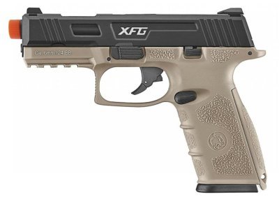 ICS GBB BLE-XFG AMBIDEXTROUS BLOWBACK AIRSOFT PISTOL BLACK / TAN Arsenal Sports