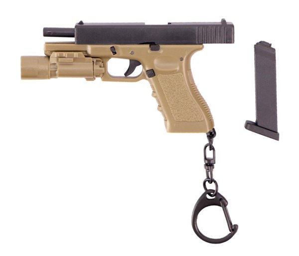 WOSPORT KEYCHAING17 WITH TACTICAL FLASHLIGHT 1:4 BLACK TAN