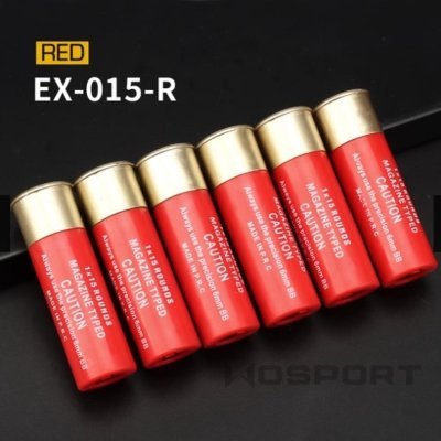 WOSPORT SHELL SHOTGUN AIRSOFT 6MM 15RD RED 6PCS Arsenal Sports