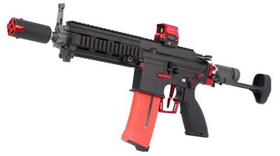 WE AEG 888 HK416 FULL METAL AIRSOFT RIFLE BLACK / RED COMBO Arsenal Sports