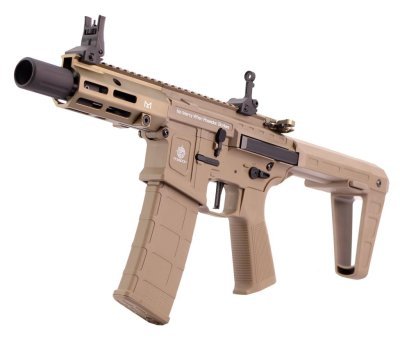 POSEIDON AEG PUNISHER QRF WITH AETHER M4 AIRSOFT RIFLE TAN Arsenal Sports
