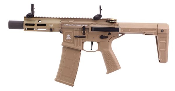 POSEIDON AEG PUNISHER QRF WITH AETHER M4 AIRSOFT RIFLE TAN