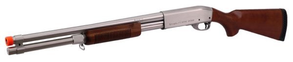 S&T ARMAMENT SPRING BOLT ACTION M870 LONG AIRSOFT RIFLE WOOD / SILVER