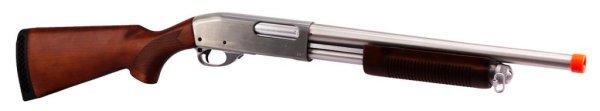 S&T ARMAMENT SPRING BOLT ACTION M870 MIDDLE AIRSOFT RIFLE WOOD / SILVER