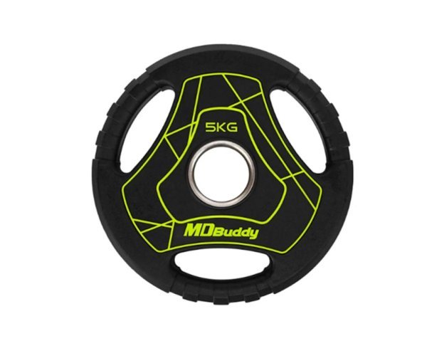 MDBUDDY DISCO OLIMPICO DE ENTRENAMIENTO URETANO 5KG TRI GRIP NEGRO