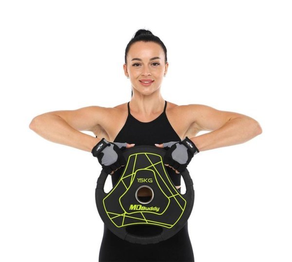 MDBUDDY DISCO OLIMPICO DE ENTRENAMIENTO URETANO 15KG TRI GRIP NEGRO