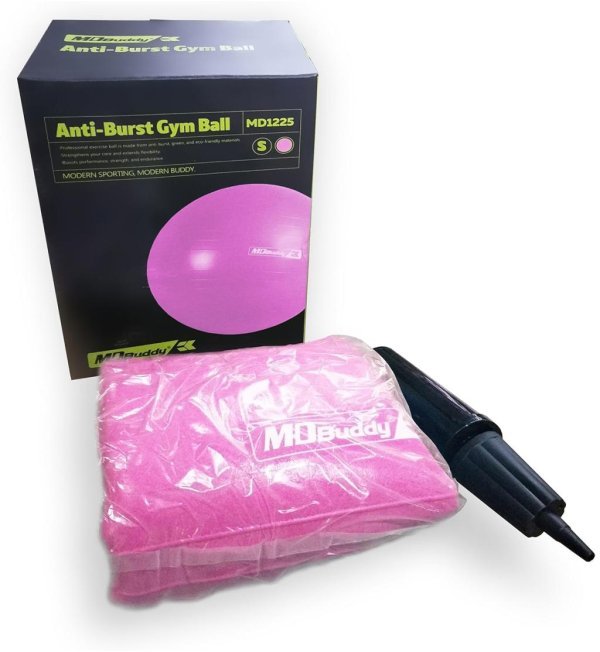 MDBUDDY PELOTA DE PILATES YOGA STABILITY BALL 55CM ROSA