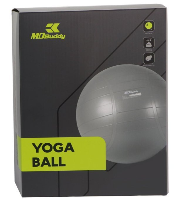 MDBUDDY PELOTA COMERCIAL DE PILATES YOGA STABILITY BALL 55CM PLATA