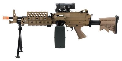 FN HERSTAL A&K CYBERGUN AEG M249 MINIMI MK46 SAW MACHINE GUN AIRSOFT RIFLE DESERT Arsenal Sports