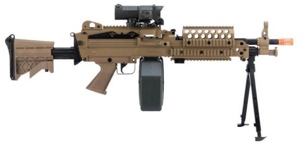 FN HERSTAL A&K CYBERGUN AEG M249 MINIMI MK46 SAW MACHINE GUN AIRSOFT RIFLE DESERT