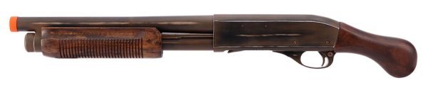 APS CO2 M870 MKIII DOUCHEBAG BATTLE WORN AIRSOFT RIFLE SHOTGUN WOOD