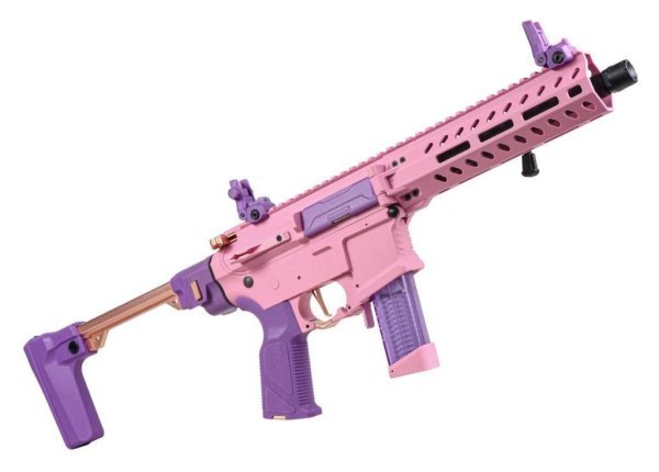 G&G AEG FAR9 RAPID FOLDING PCC AIRSOFT RIFLE GOLD & PINK ( 01 MAGAZINE EXTRA )