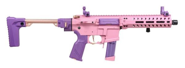 G&G AEG FAR9 RAPID FOLDING PCC AIRSOFT RIFLE GOLD & PINK ( 01 MAGAZINE EXTRA )