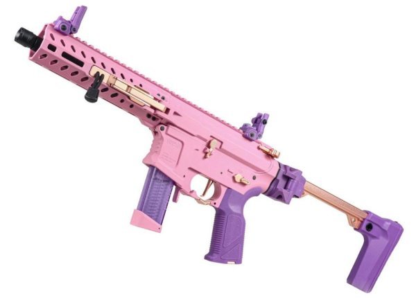 G&G AEG FAR9 RAPID FOLDING PCC AIRSOFT RIFLE GOLD & PINK ( 01 MAGAZINE EXTRA )