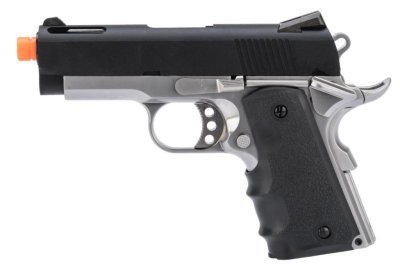 ARMORER WORKS GBB 1911 OFFICER SIZE BLOWBACK AIRSOFT PISTOL BLACK / SILVER Arsenal Sports