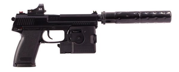 TOKYO MARUI GBB MK23 SOCOM WITH RAIL & RED DOT AIRSOFT PISTOL BLACK COMBO