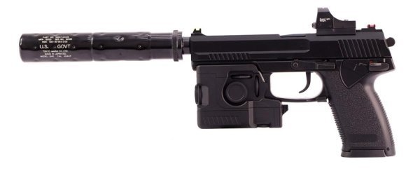 TOKYO MARUI GBB MK23 SOCOM WITH RAIL & RED DOT AIRSOFT PISTOL BLACK COMBO