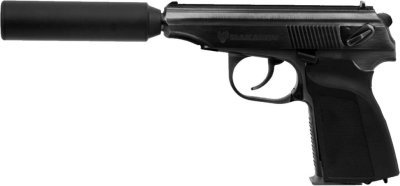 WE GBB MAKAROV WITH SUPRESSOR BLOWBACK AIRSOFT PISTOL BLACK Arsenal Sports