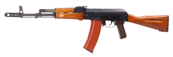 WE GBBR AK74 WOOD STOCK BLOWBACK AIRSOFT RIFLE BLACK & WOOD