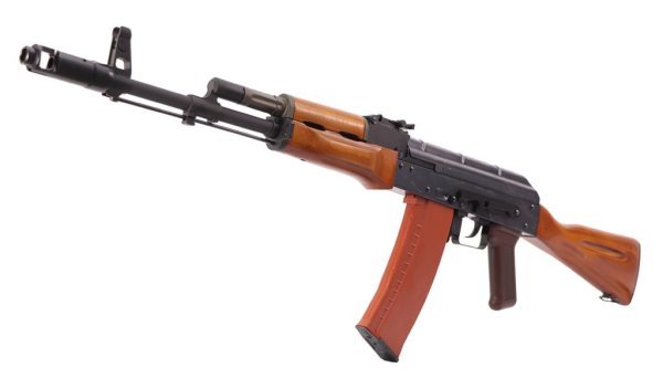 WE GBBR AK74 WOOD STOCK BLOWBACK AIRSOFT RIFLE BLACK & WOOD