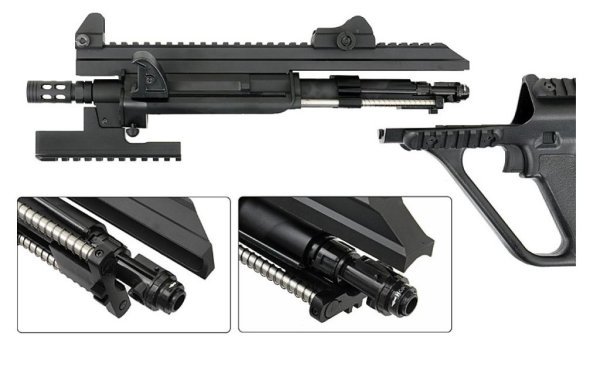 ARMY ARMAMENT AEG AUG ALLOYED GB CQB AIRSOFT RIFLE BLACK