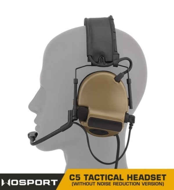 WOSPORT C5 TACTICAL HEADSET WITHOUT NOISE REDUCTION BLACK