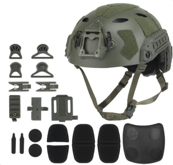 WOSPORT HELMET FAST SF SUPER HIGH CUT SANDBLASTED VERSION COLOR OD GREEN