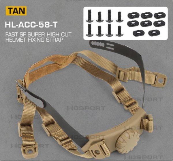 WOSPORT HELMET CHIN STRAP FAST SF SUPER HIGH CUT TAN