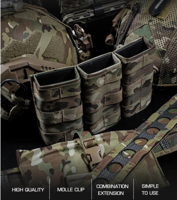 WOSPORT MAGAZINE POUCH FAST 5.56 TRIPLE LONG BLACK MULTICAM