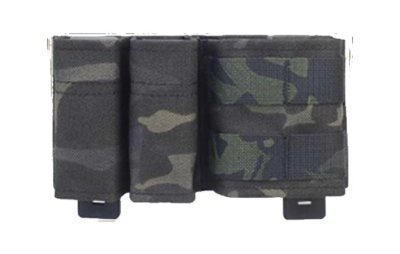 WOSPORT MAGAZINE POUCH 5.56 & 9MM DOUBLE SHORT BLACK MULTICAM Arsenal Sports