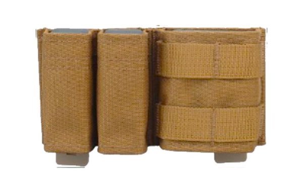 WOSPORT MAGAZINE POUCH 5.56 & 9MM DOUBLE SHORT COYOTE BROWN