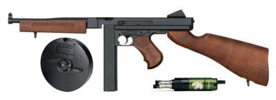 ARES AEG M1A1 THOMPSON WITH WOLVERINE HYDRA GEN. II LINE UP BLOWBACK AIRSOFT RIFLE BLACK & WOOD Arsenal Sports