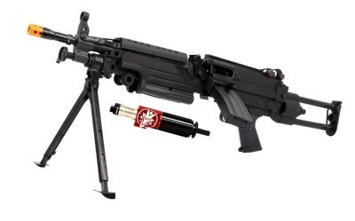 CLASSIC ARMY AEG CA249P SUPPORT SAW WITH WOLVERINE AIRSOFT INFERNO GEN 2 AIRSOFT RIFLE BLACK COMBO Arsenal Sports