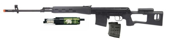 KINGARMS SPRING SNIPER SVD RIFLE ULTRA GRADE WITH HYDRA GEN. II LINE UP AIRSOFT RIFLE BLACK