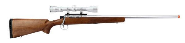 BARRETT EMG APS SPRING SNIPER FIELDCRAFT WITH FEATHERWEIGHT ZERO TRIGGER AIRSOFT RIFLE SILVER / WOOD COMBO