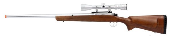 BARRETT EMG APS SPRING SNIPER FIELDCRAFT WITH FEATHERWEIGHT ZERO TRIGGER AIRSOFT RIFLE SILVER / WOOD COMBO