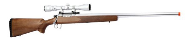 BARRETT EMG APS SPRING SNIPER FIELDCRAFT WITH FEATHERWEIGHT ZERO TRIGGER AIRSOFT RIFLE SILVER / WOOD COMBO