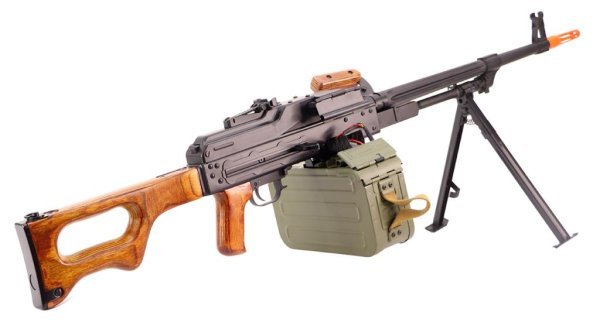 A&K AEG PKM PK SQUAD AUTOMATIC WEAPON AIRSOFT MACHINE GUN WOODEN