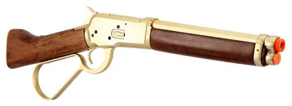 A&K GBBR M1873 WINCHESTER LEVER ACTION SHORT TYPE AIRSOFT RIFLE WOOD & GOLD