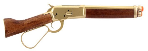 A&K GBBR M1873 WINCHESTER LEVER ACTION SHORT TYPE AIRSOFT RIFLE WOOD & GOLD