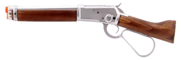 A&K GBBR M1873 WINCHESTER LEVER ACTION SHORT TYPE AIRSOFT RIFLE WOOD & SILVER