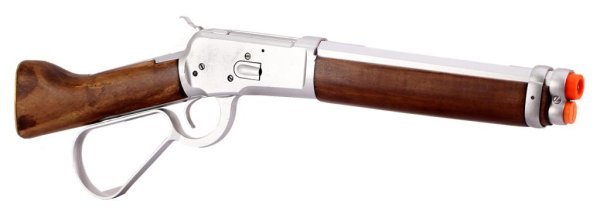 A&K GBBR M1873 WINCHESTER LEVER ACTION SHORT TYPE AIRSOFT RIFLE WOOD & SILVER