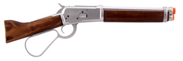 A&K GBBR M1873 WINCHESTER LEVER ACTION SHORT TYPE AIRSOFT RIFLE WOOD & SILVER