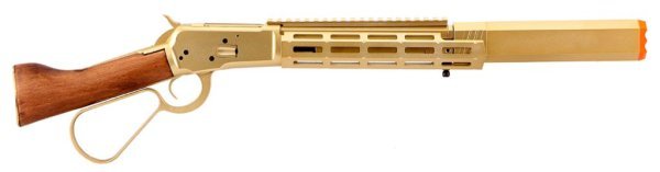 A&K GBBR M1873 WINCHESTER LEVER ACTION MEDIUM TYPE WITH M-LOCK RAIL  AIRSOFT RIFLE WOOD & GOLD