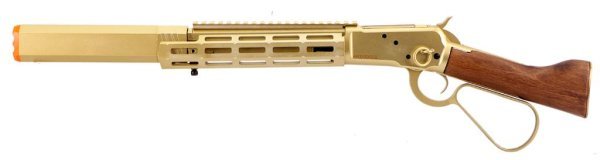 A&K GBBR M1873 WINCHESTER LEVER ACTION MEDIUM TYPE WITH M-LOCK RAIL  AIRSOFT RIFLE WOOD & GOLD